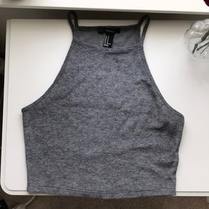 grey halter crop top